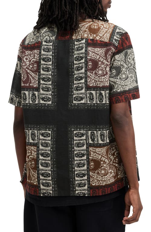 Allsaints Marquee Paisley Print Relaxed Fit Shirt In Jet Black/ecru