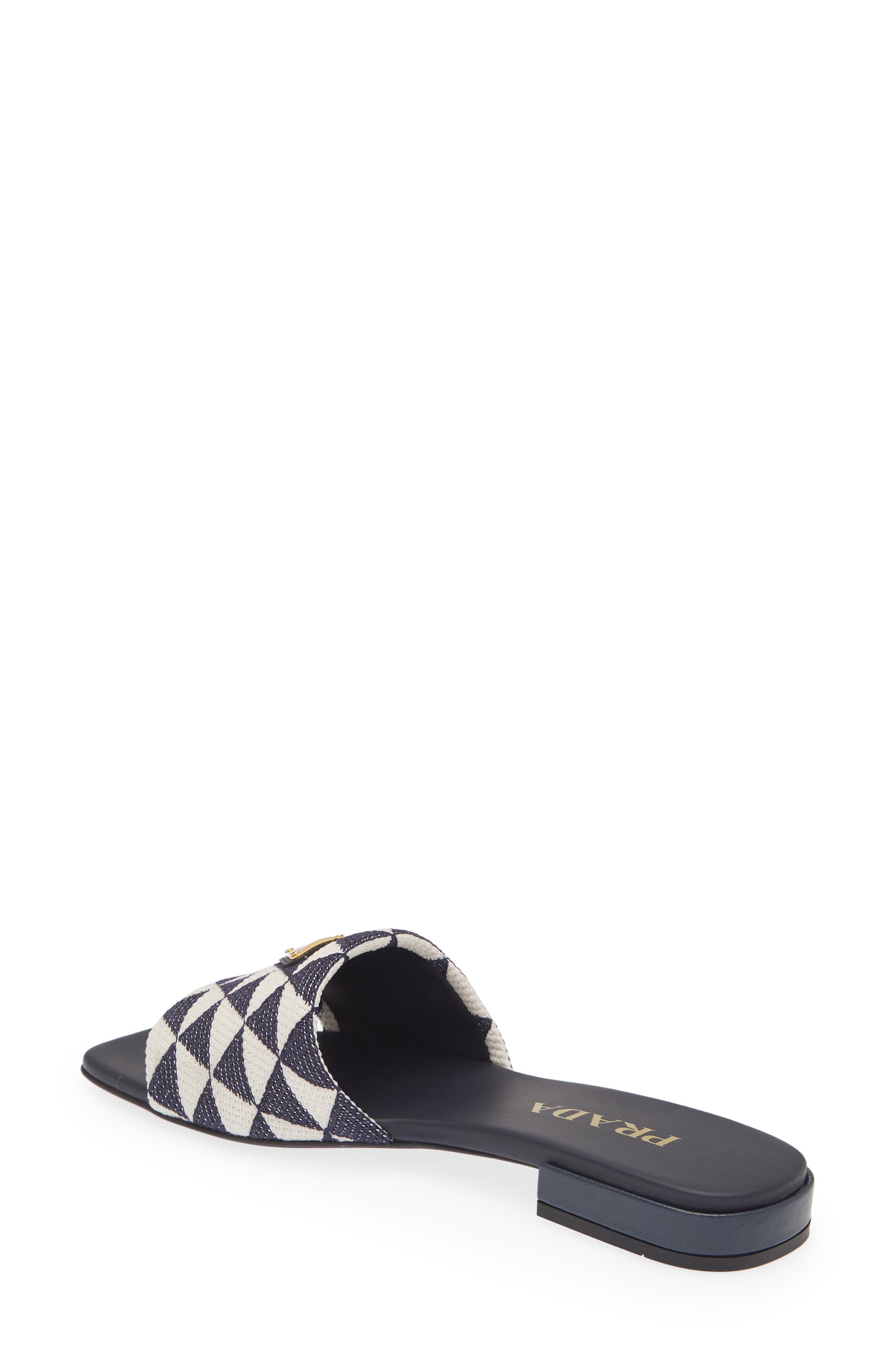 Prada Logo Slide Sandal, Alternate, color, 