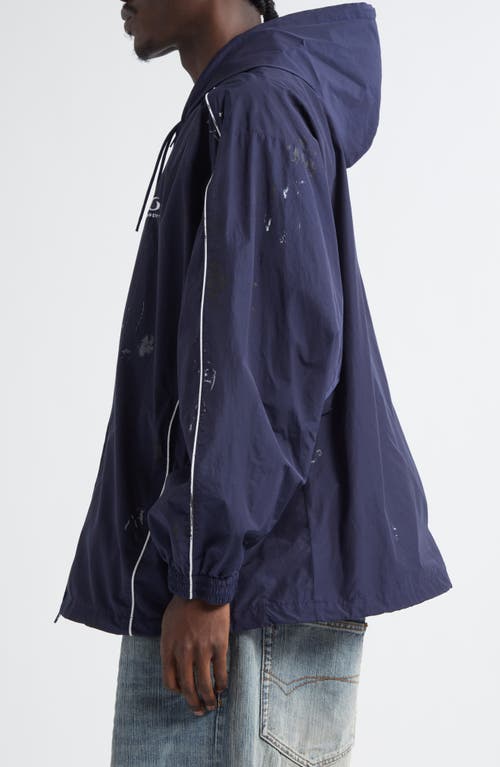 Balenciaga Paint Splatter Track Jacket In 4140 Marine Blue