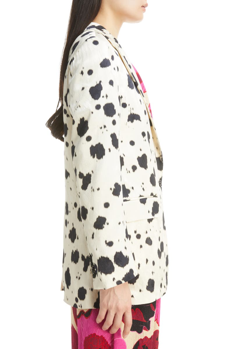 Dries Van Noten Blanchet Ink Spot Print Single Breasted Blazer, Alternate, color,