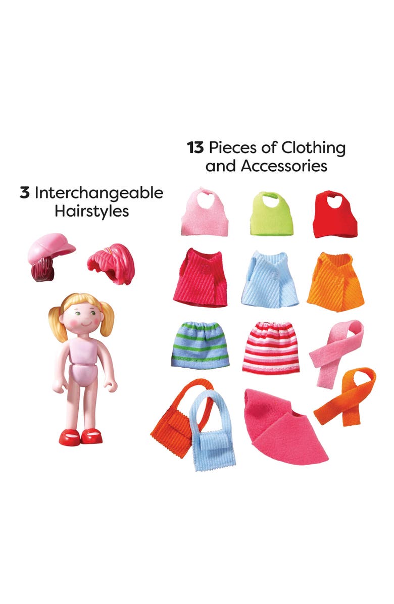 HABA Little Friends Doll Feli with Accessories - Mini Dolls, Dress Up Dolls, Dollhouse People Figures, HABA Toys, Action Figures for Doll House Play, Alternate, color, Multi