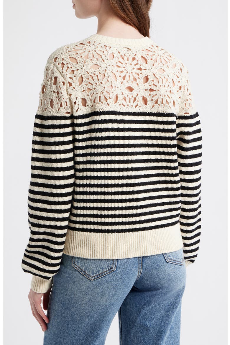 The Coastal Stripe Crochet Cardigan, Alternate, color, CREAM MULTI