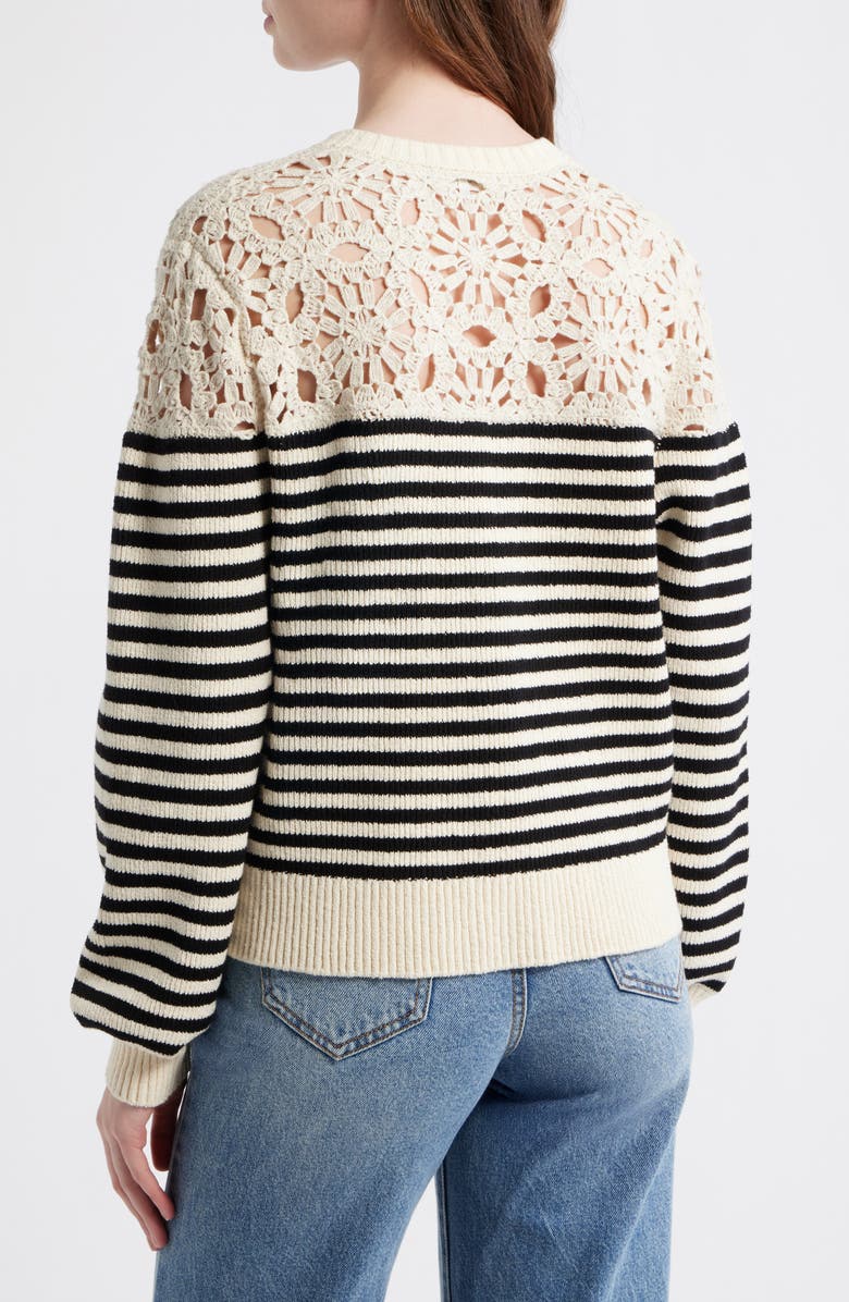 FRAME The Coastal Stripe Crochet Cardigan, Alternate, color, Cream Multi
