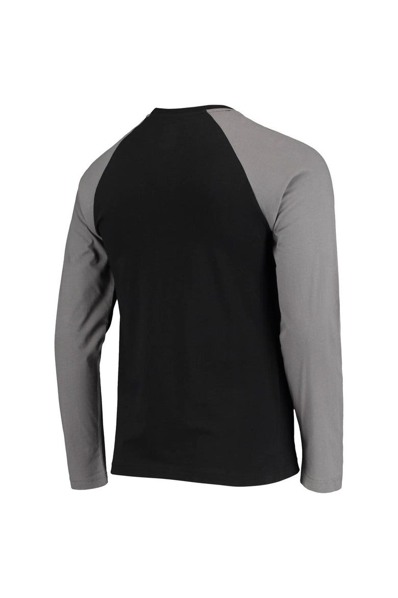Men's New Era Black/Gray Las Vegas Raiders League Raglan Throwback Long Sleeve T-Shirt, Alternate, color, Black