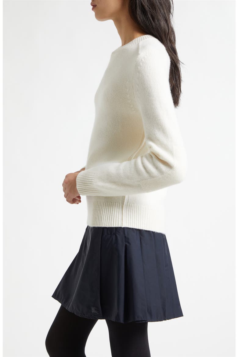 Constance Equestrian Knight Design Stretch Cashmere Crewneck Sweater, Alternate, color, CERAMIC WHITE