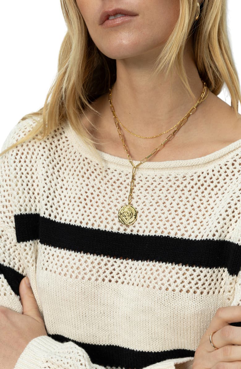Sanctuary Sporty Stripe Open Stitch Sweater, Alternate, color, 