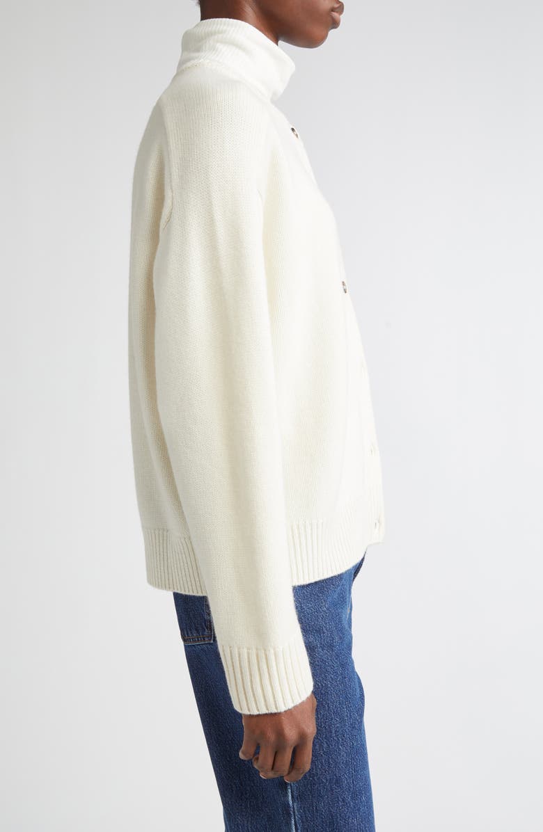 LOULOU DE SAISON Aidar Crop Wool & Cashmere Crewneck Cardigan, Alternate, color, Ivory