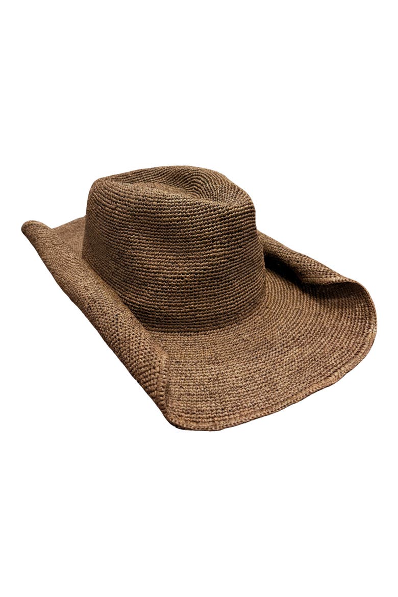 Raffia Cowboy Hat, Main, color, DARK BROWN