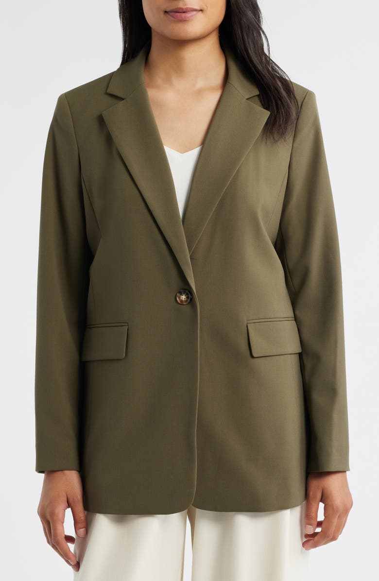 Tahari ASL Relaxed One-Button Blazer, Alternate, color, Martini Olive