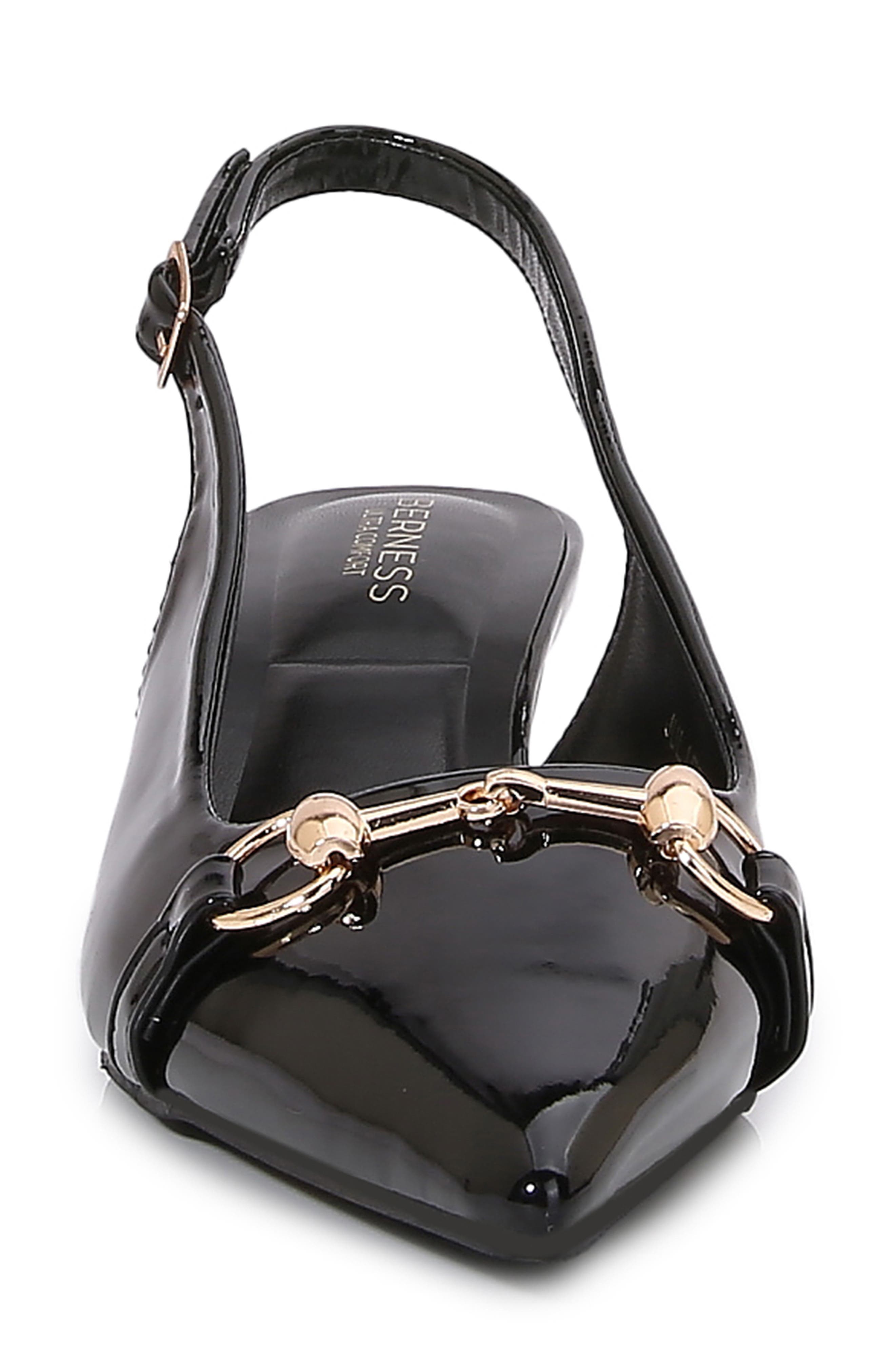 BERNESS Juliette Pointed Toe Kitten Heel Slingback Pump, Alternate, color, Black