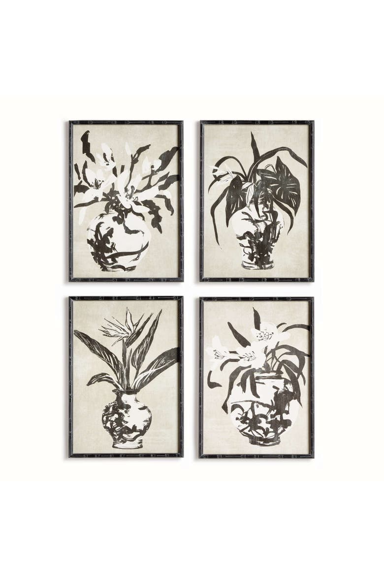 Chinoiserie Noir Prints Set Of 4, Main, color, Black