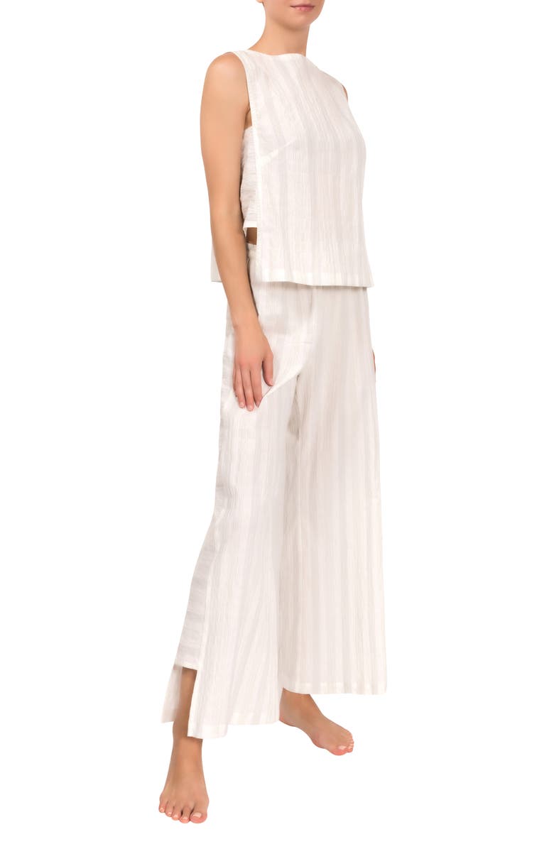 Everyday Ritual Piper Stripe Cotton Pajamas, Alternate, color, Honeydew Stripe