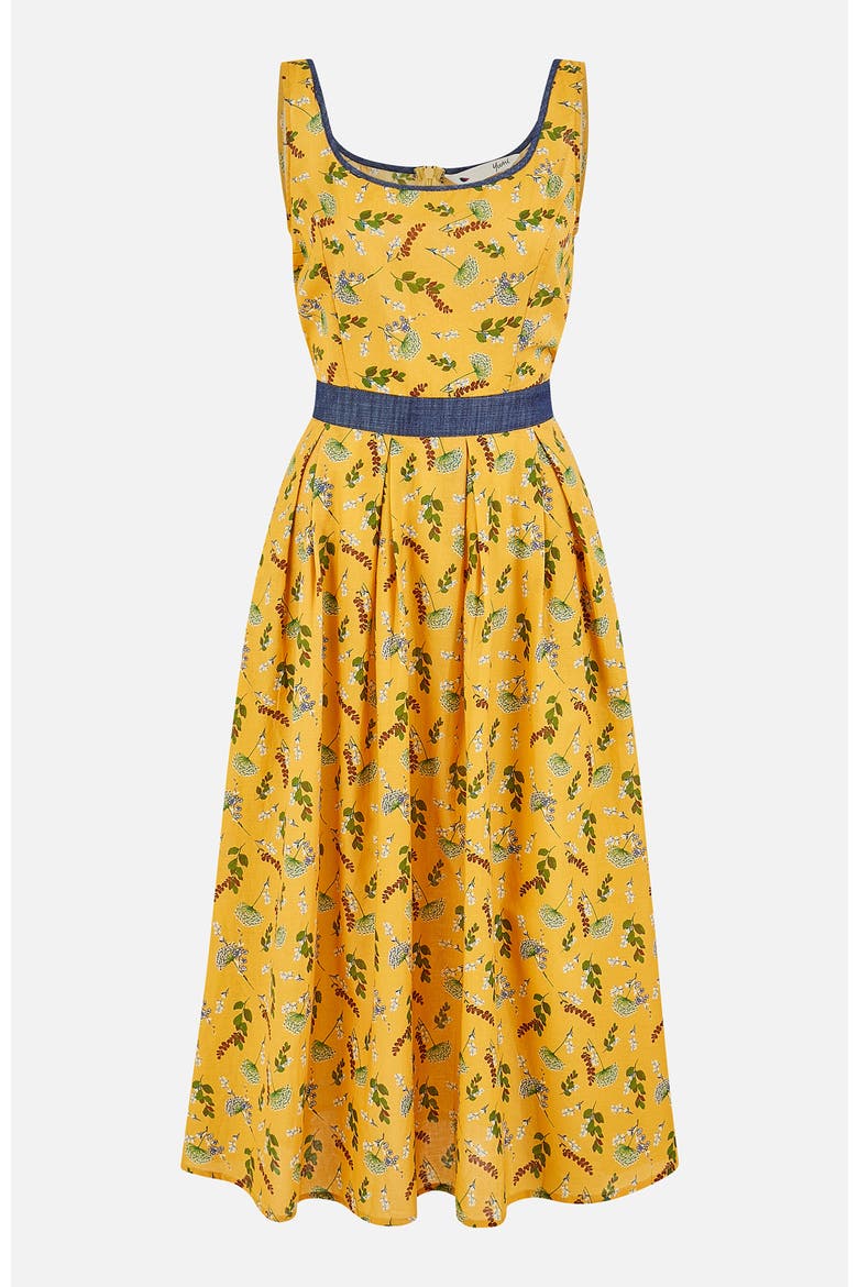 Cinched Waist Skater Dress, Alternate, color, Mustard
