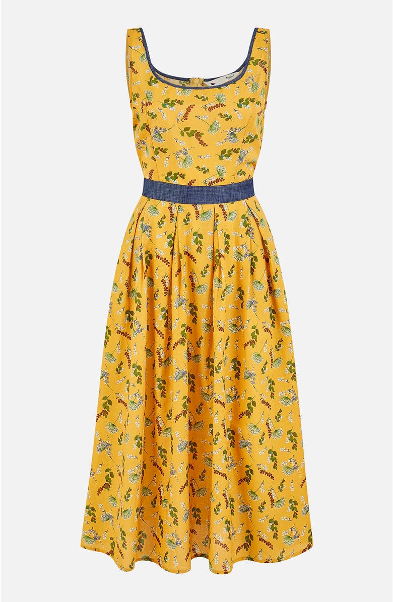 Yumi Cinched Waist Skater Dress, Alternate, color, Mustard