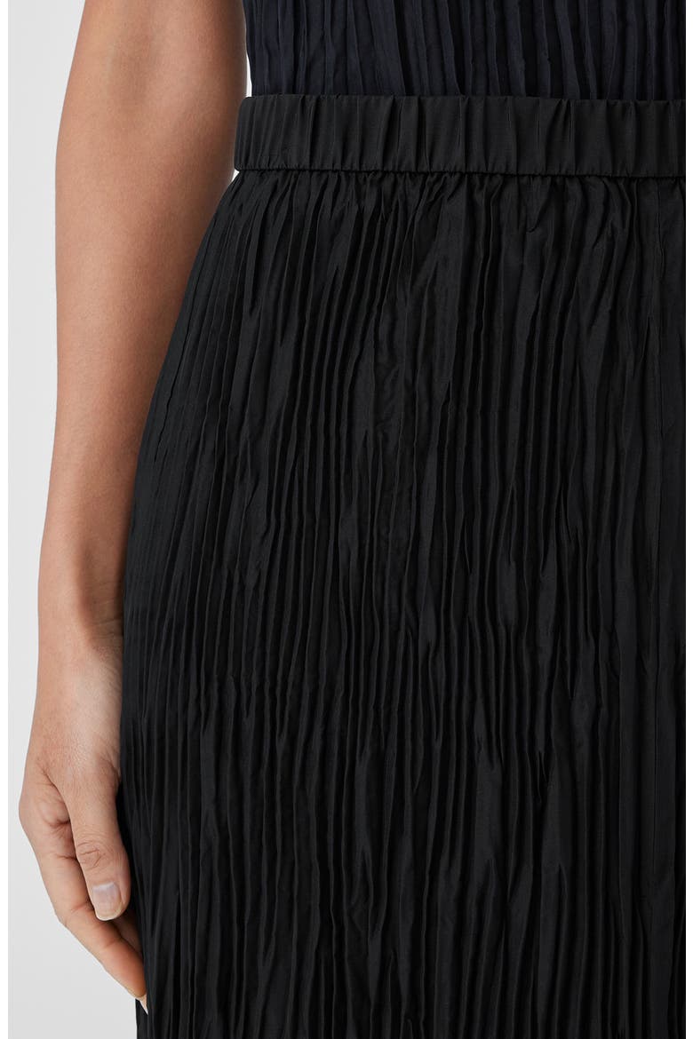 Pleated Silk Midi Skirt, Alternate, color, BLACK