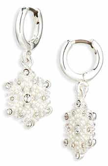 Leith Snowflake Huggie Drop Earrings