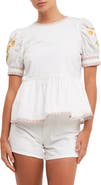 English Factory Embroidered Peplum Cotton Top