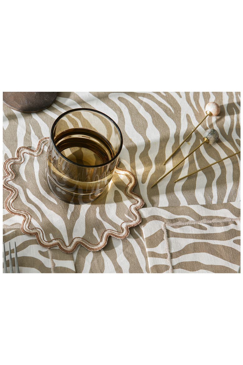 Regine Set of 4 Linen Zebra Stripe Linen Cocktail Napkins, Alternate, color, GRASS