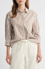 rag & bone Lucia Stripe Cotton Poplin Button-Up Shirt
