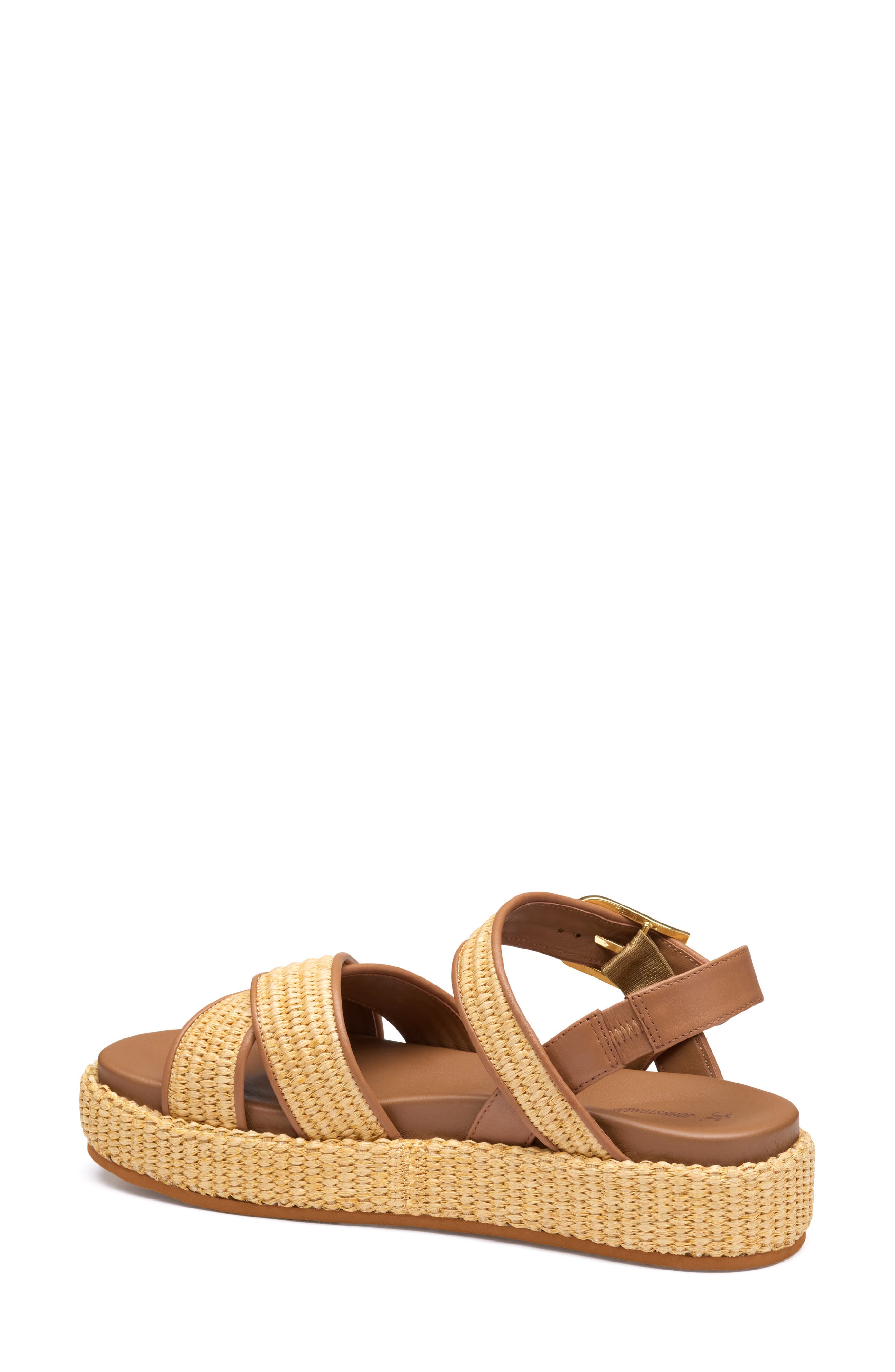Johnston & Murphy Carli Ankle Strap Platform Sandal, Alternate, color, Cognac Nappa Leather