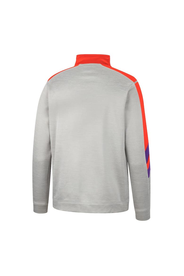 Men's Colosseum Gray/Orange Clemson Tigers Bushwood Fleece Quarter-Zip Jacket, Alternate, color, Gray