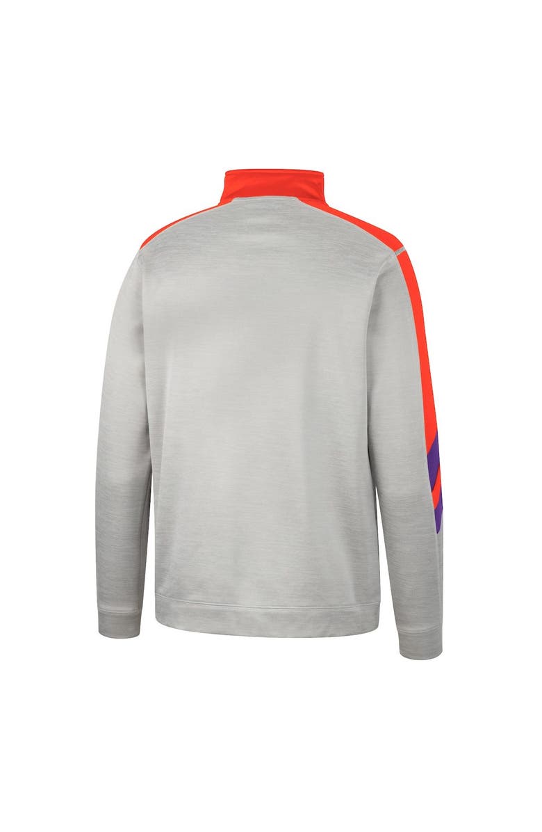 COLOSSEUM Men's Colosseum Gray/Orange Clemson Tigers Bushwood Fleece Quarter-Zip Jacket, Alternate, color, Gray