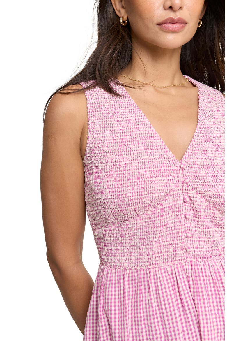 eliza j pink gingham dress Pink Gingham Sundress + Bow Hat