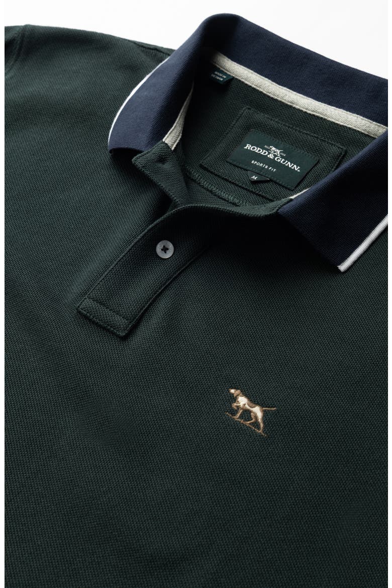New Lynn Sports Fit Tipped Cotton Piqué Polo, Alternate, color, FOREST