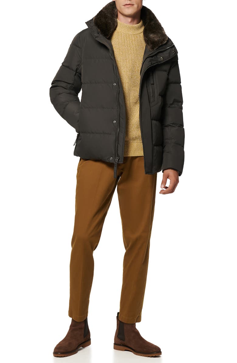 Marc New York Horizon Down & Feather Coat with Faux Fur Collar, Alternate, color, Smoke