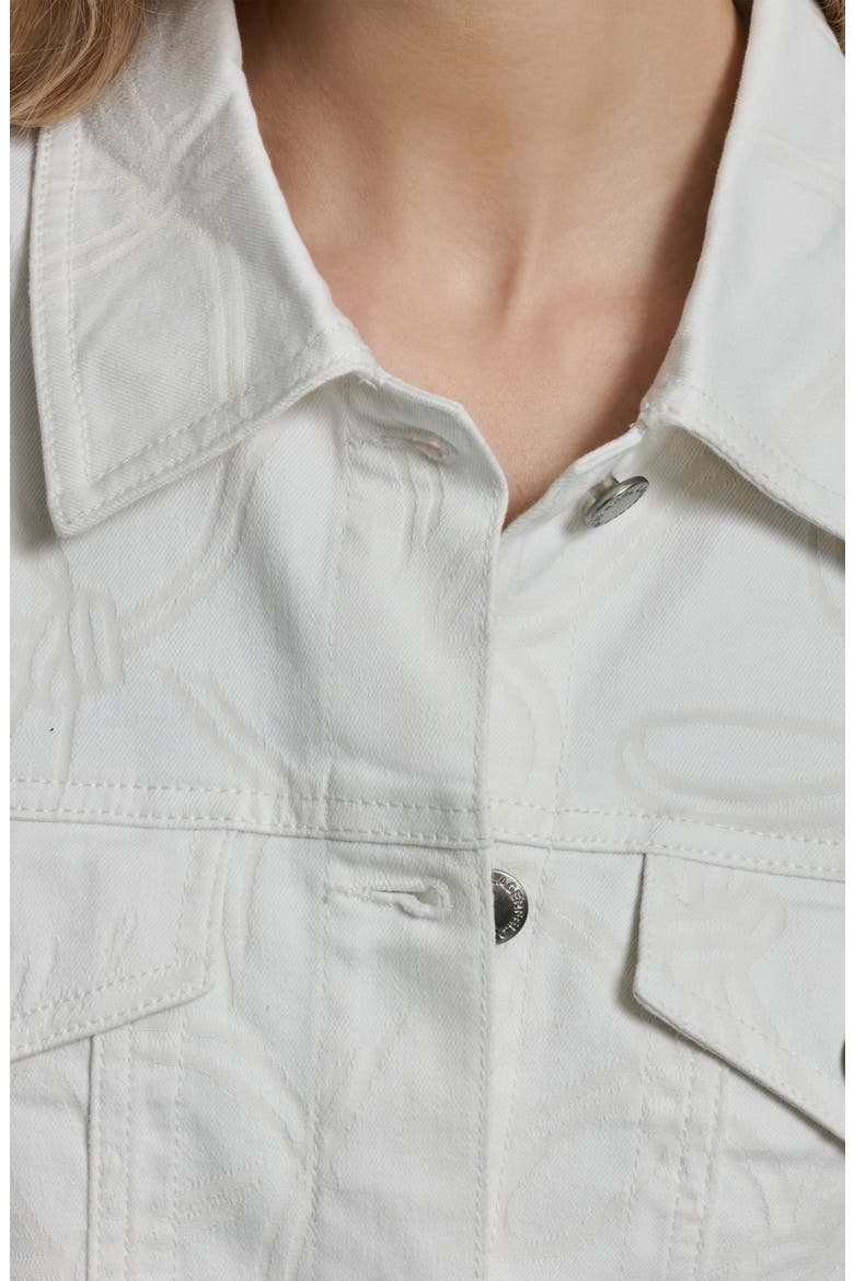 Bow Denim Jacket, Alternate, color, WHITE DENIM