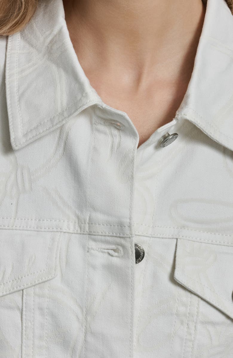 KARL LAGERFELD PARIS Bow Denim Jacket, Alternate, color, White Denim