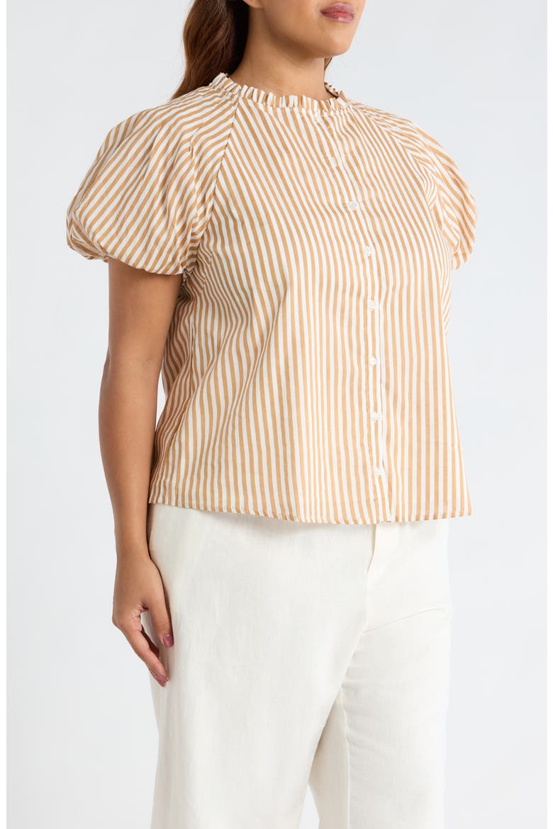 Dream State Avy Cotton Button-Up Top, Alternate, color, TAUPE MULTI
