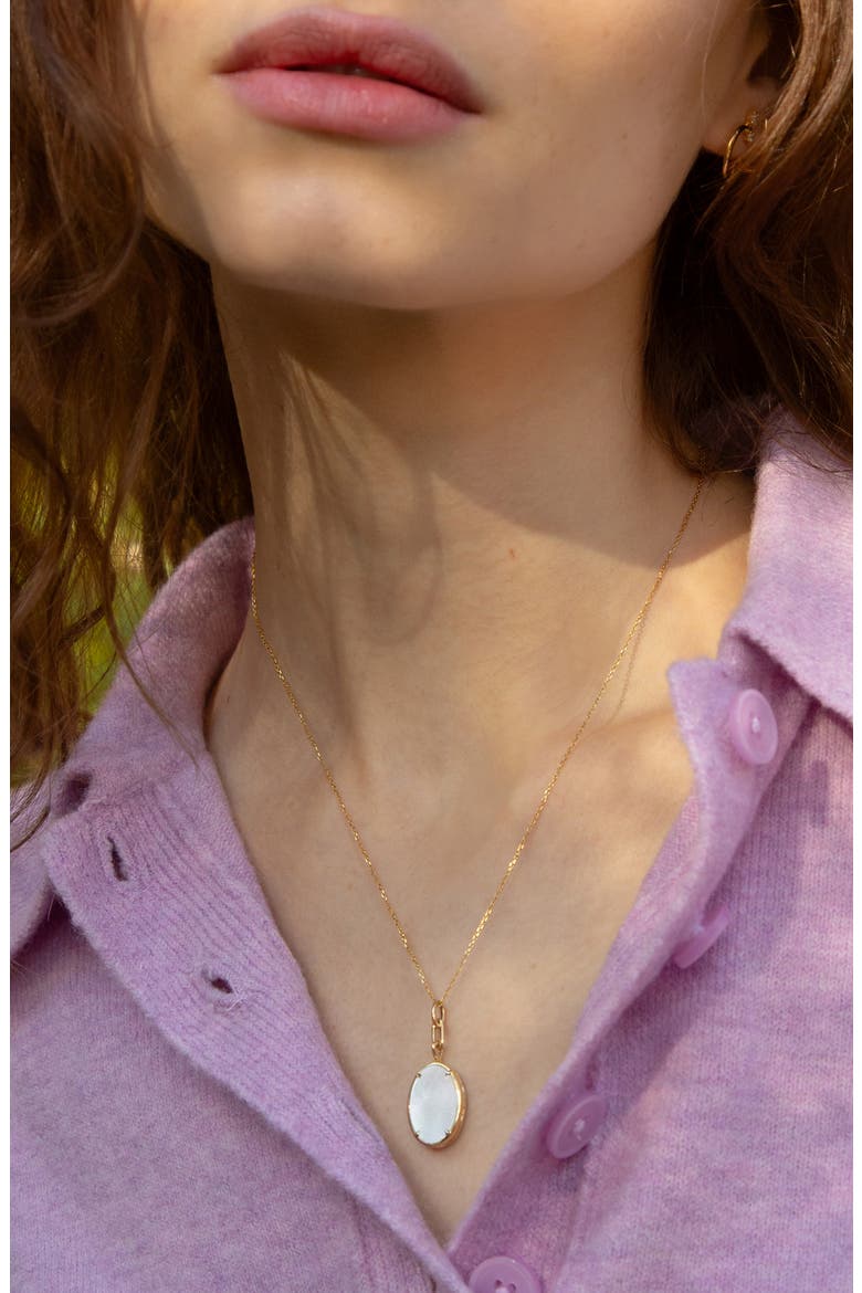 Mother-of-Pearl Locket Necklace, Alternate, color, 18KYG AND WHITE MOP