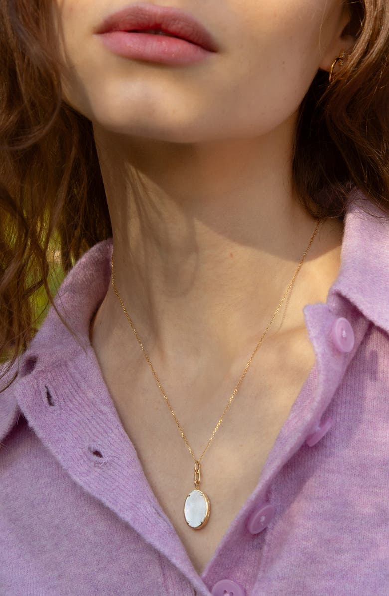 Monica Rich Kosann Travel Mother-of-Pearl Locket Necklace, Alternate, color, 18Kyg And White Mop