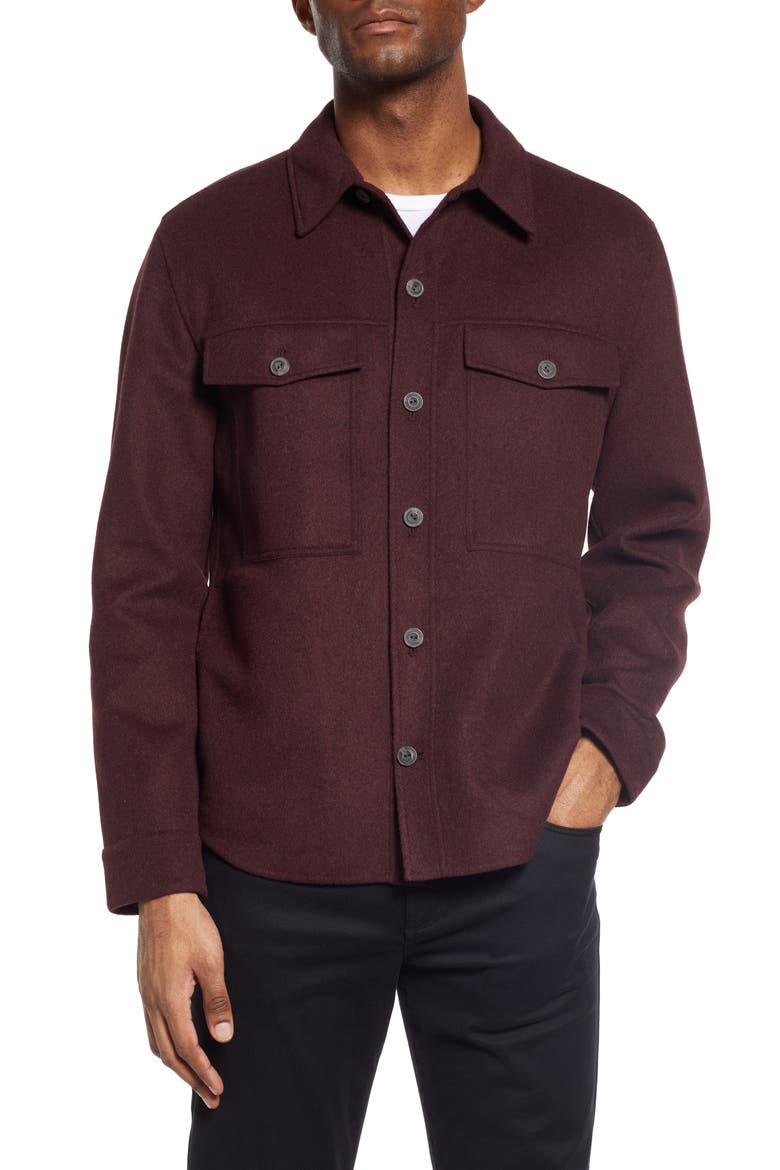 Recycled Wool Blend Shirt Jacket, Alternate, color, BEET ROOT