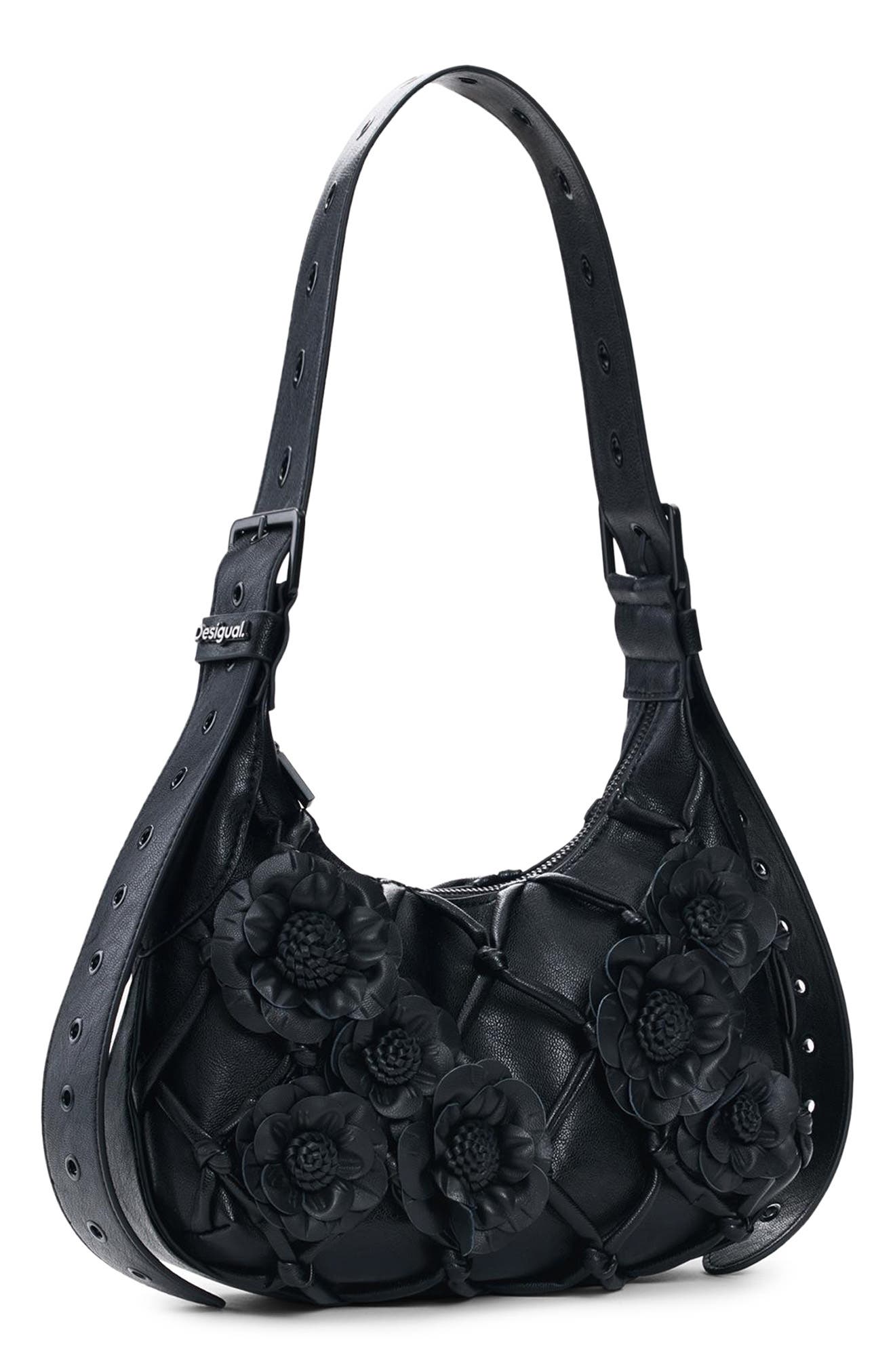 Desigual Floral Faux Leather Shoulder Bag, Alternate, color, 