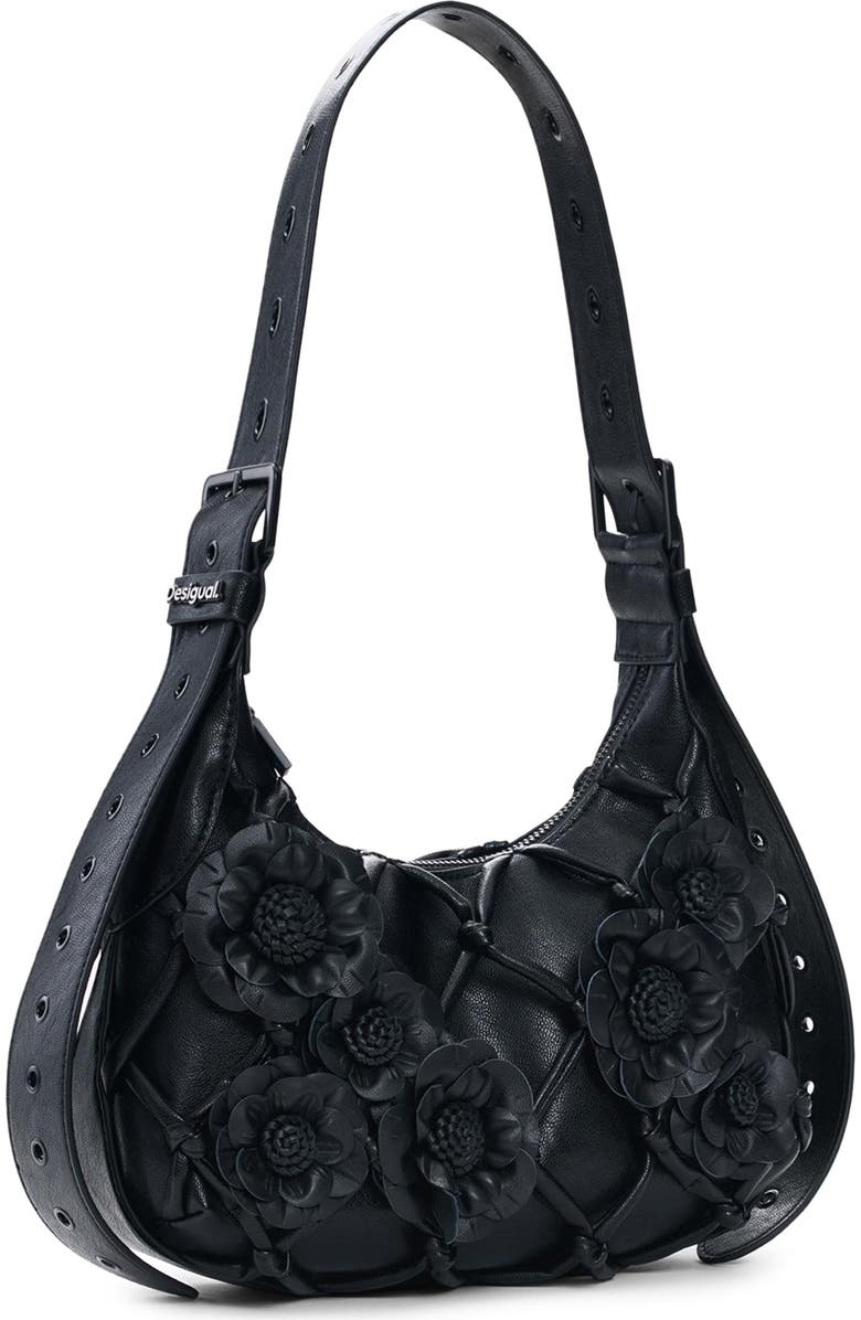 Desigual Floral Faux Leather Shoulder Bag, Alternate, color,