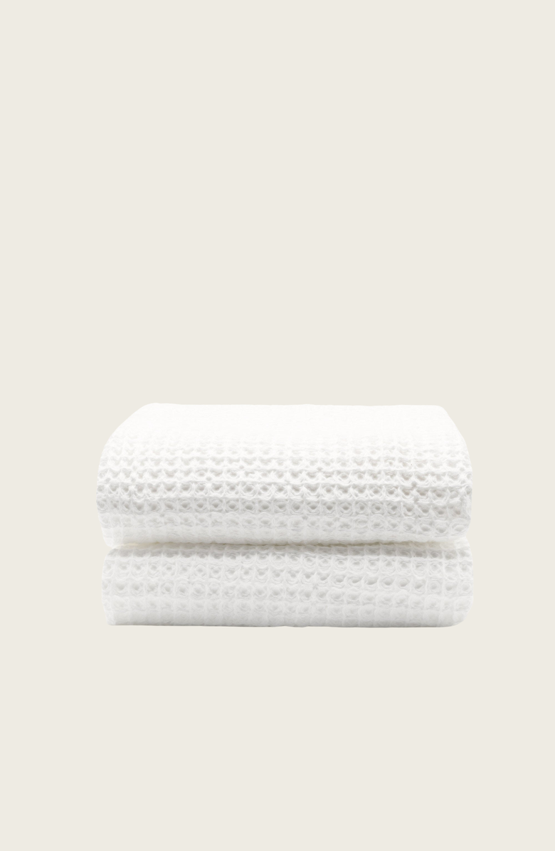 Italic Sedona Waffle Towels, Main, color, White / Bath Towel Set Of 2