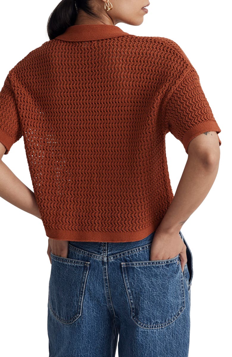Madewell Crochet Button-Up Sweater Top, Alternate, color, 