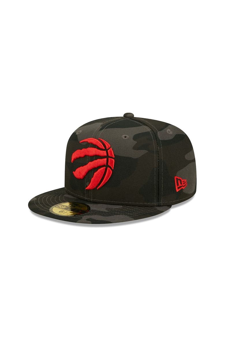 Men's New Era Black Toronto Raptors Camo 59FIFTY Fitted Hat, Main, color, Black