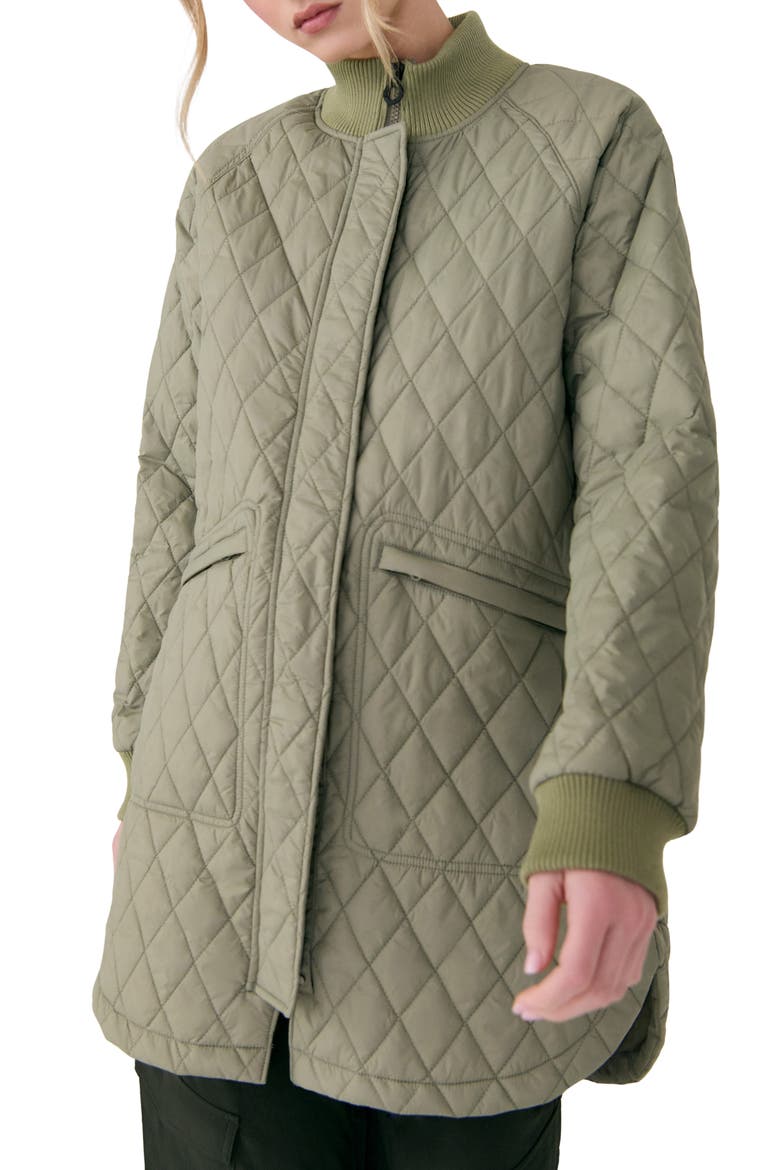 Quilted Water Repellent Nylon Bomber Jacket, Main, color, WILLOW