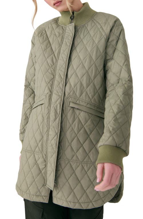 Lole Quilted Water Repellent Nylon Bomber Jacket In Green