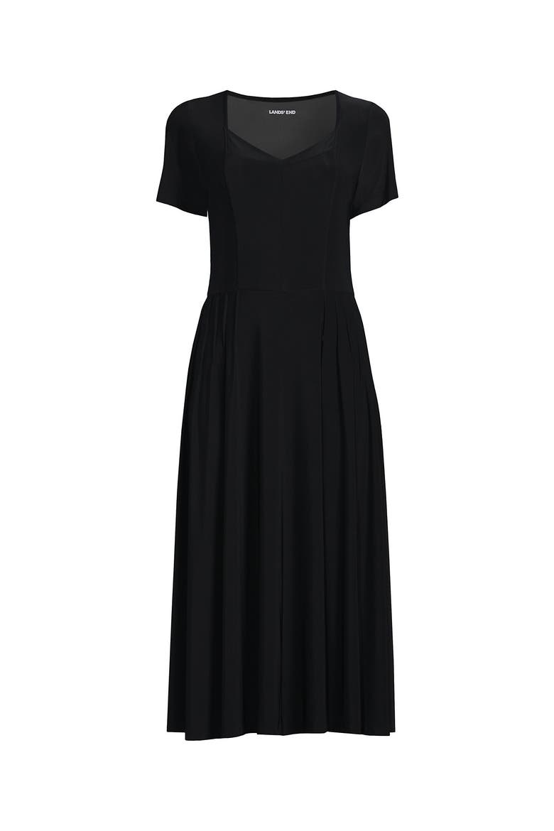 Silky Knit Sweetheart Midi Dress, Alternate, color, Black