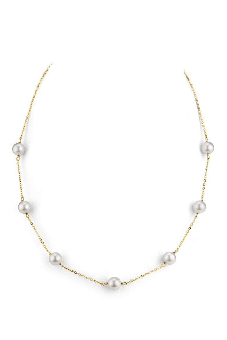 14K Gold Japanese Akoya Pearl Tincup Necklace, Main, color, Yellow Gold Chain