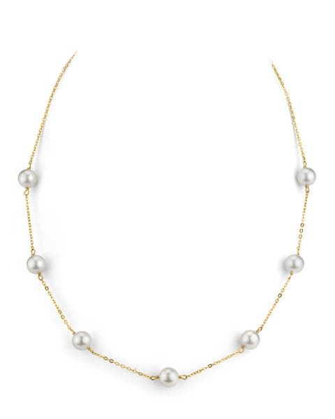 Japanese Akoya Pearl Tincup Necklace
