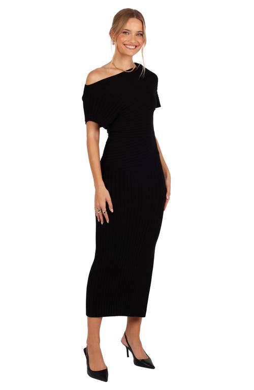 Petal And Pup Petal & Pup Otis Short Sleeve Ribbed Midi Dress In Black