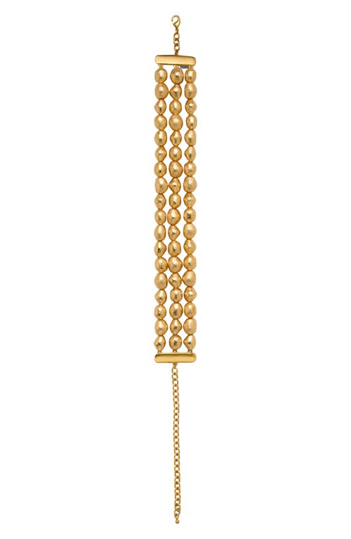 Cult Gaia Nora Choker In Gold Foiled Wood In Antique Brass