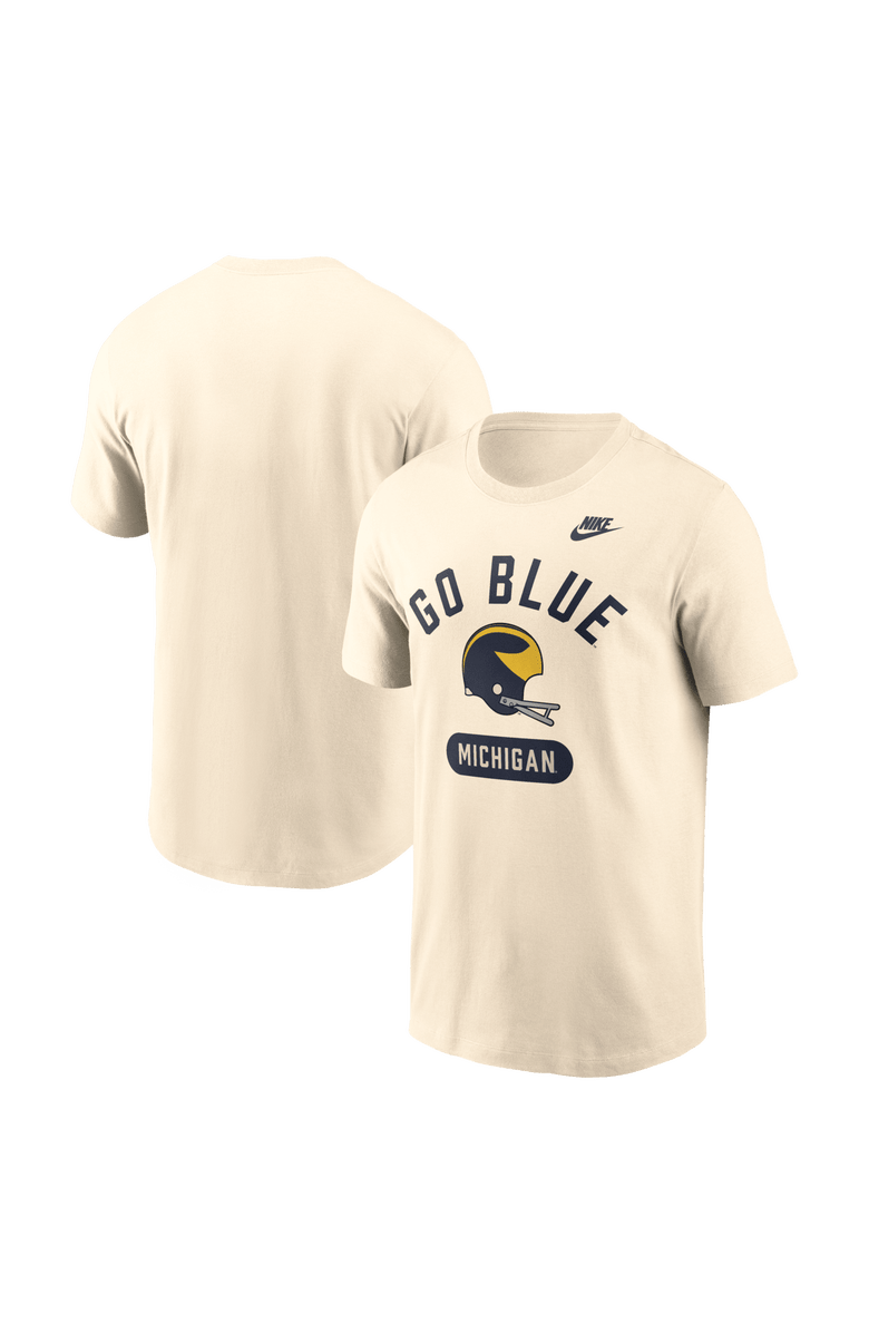 Nike Men's Nike Natural Michigan Wolverines Legacy Arch Helmet T-Shirt, Main, color, Natural