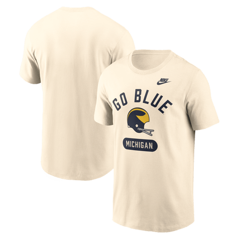 Men's Nike Natural Michigan Wolverines Legacy Arch Helmet T-Shirt