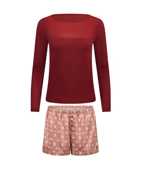 Mei Long Sleeve & Shorts Pajama Set